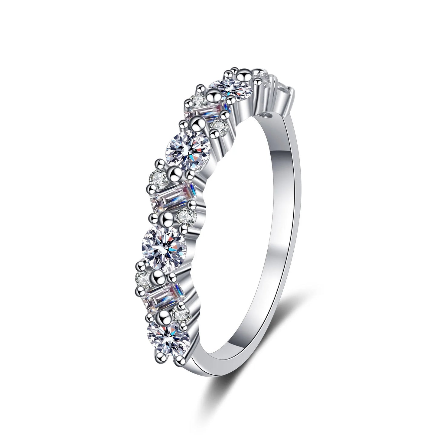 925 sterling silver jewelry full moissanite simple ring band design for wedding engagement rings