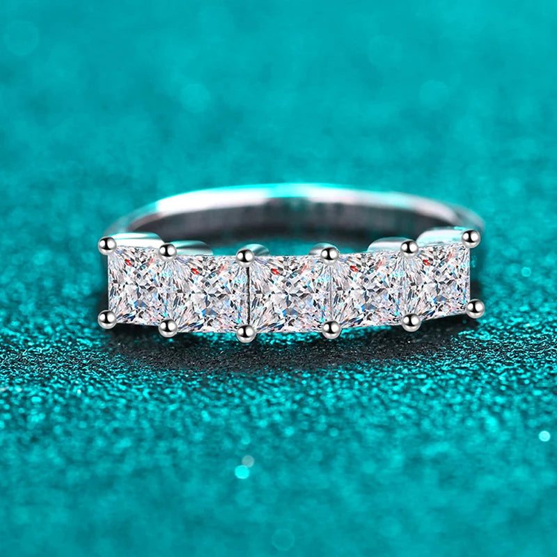 2ct Princess Cut Moissanite Simple Band Ring 925 Sterling Silver Jewelry