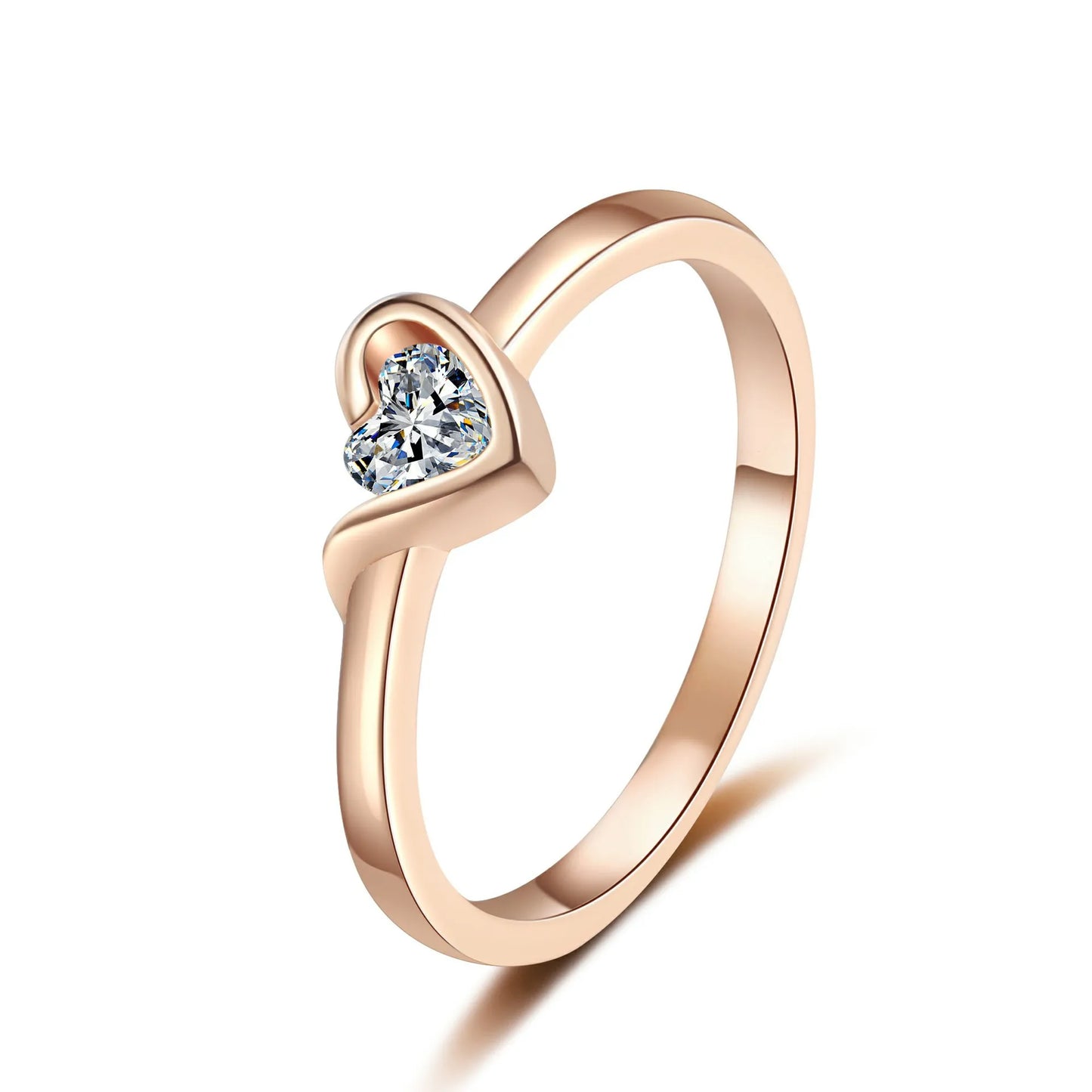 S925 champagne gold plated D color heart moissanite ring for women