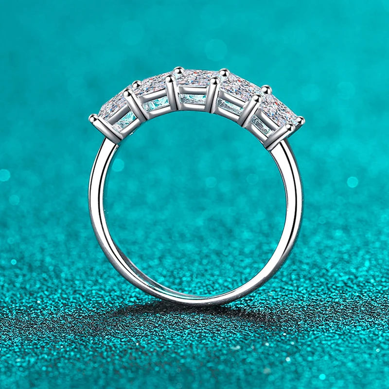 2ct Princess Cut Moissanite Simple Band Ring 925 Sterling Silver Jewelry