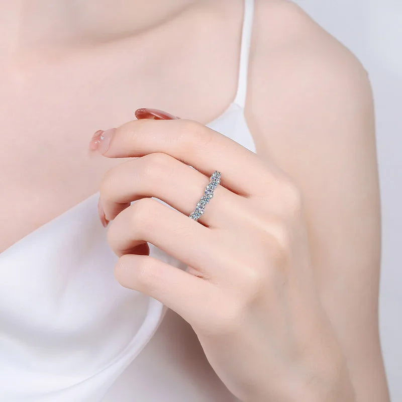 925 sterling silver jewelry full moissanite simple ring band design for wedding engagement rings